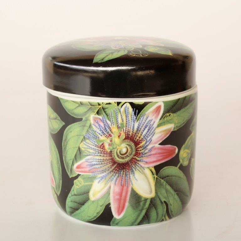 BLACK GRANADILLA JAR WITH LID  14X12CM
